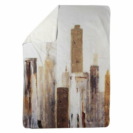 BEGIN HOME DECOR 60 x 80 in. Abstract Earthy Tones City-Sherpa Fleece Blanket 5545-6080-CI137